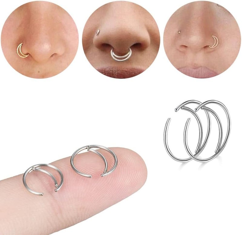 AVYRING Fake Nose Ring Fake Piercings Fake Nose Rings Nose Cuffs Fake Nose Piercing Fake Nose Hoop Faux Nose Rings for Women Faux Nose Ring Fake Piercing Fake Nose Cuff Sliver Gold Black - Image 3
